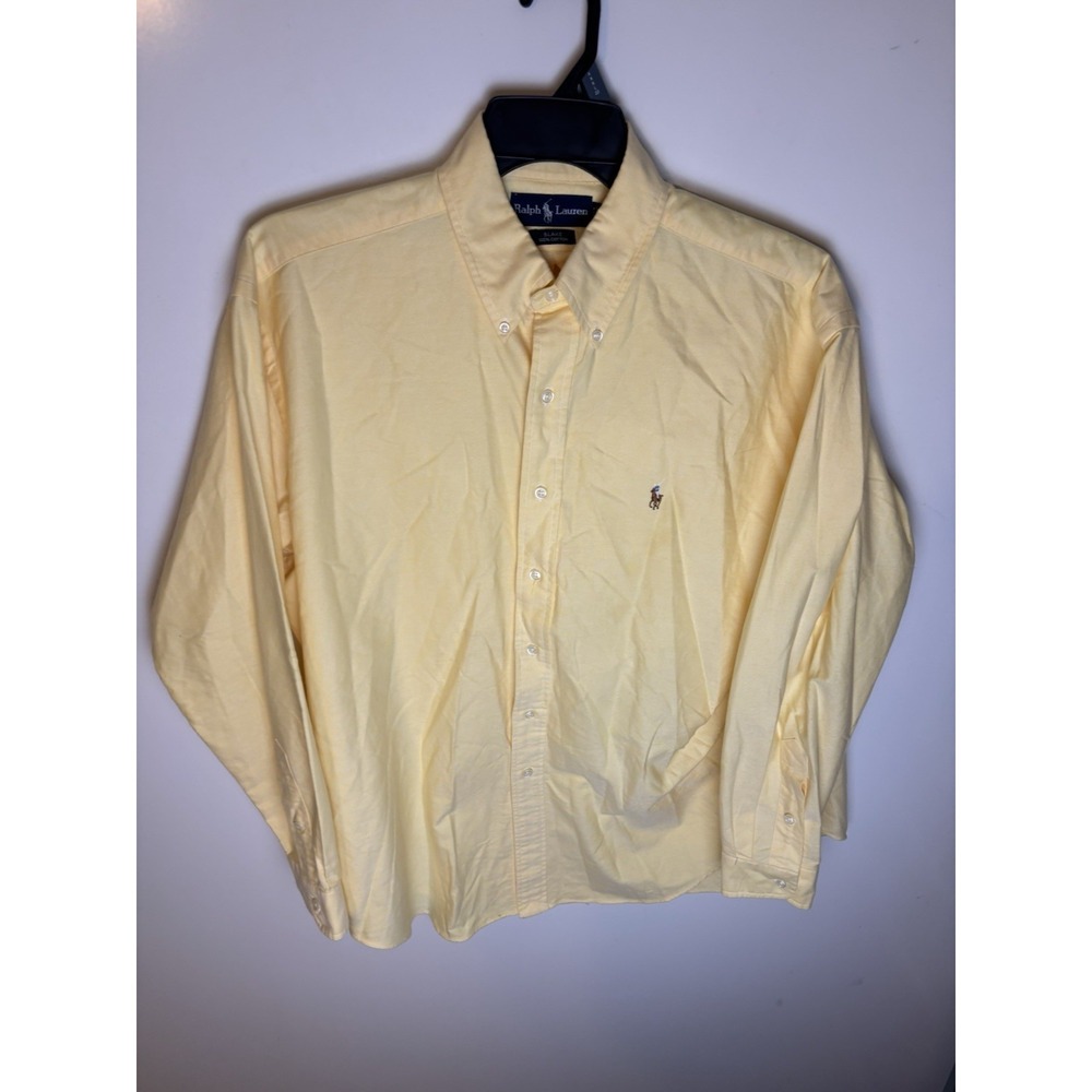 Ralph Lauren Blake Yellow Horse Logo Shirt Men's Size Large Button Down Shirt